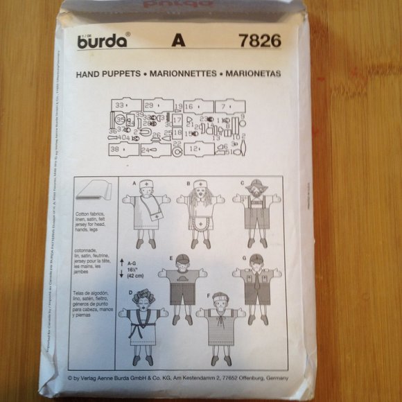 Burda Creative Handpuppet Sewing Pattern #7826 - Picture 7 of 7